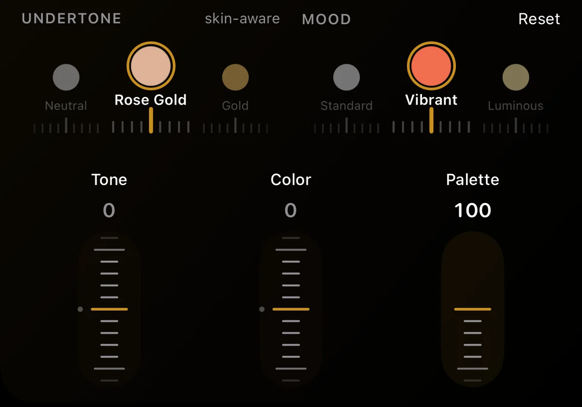 Close-up of the Undertone and Mood wheels