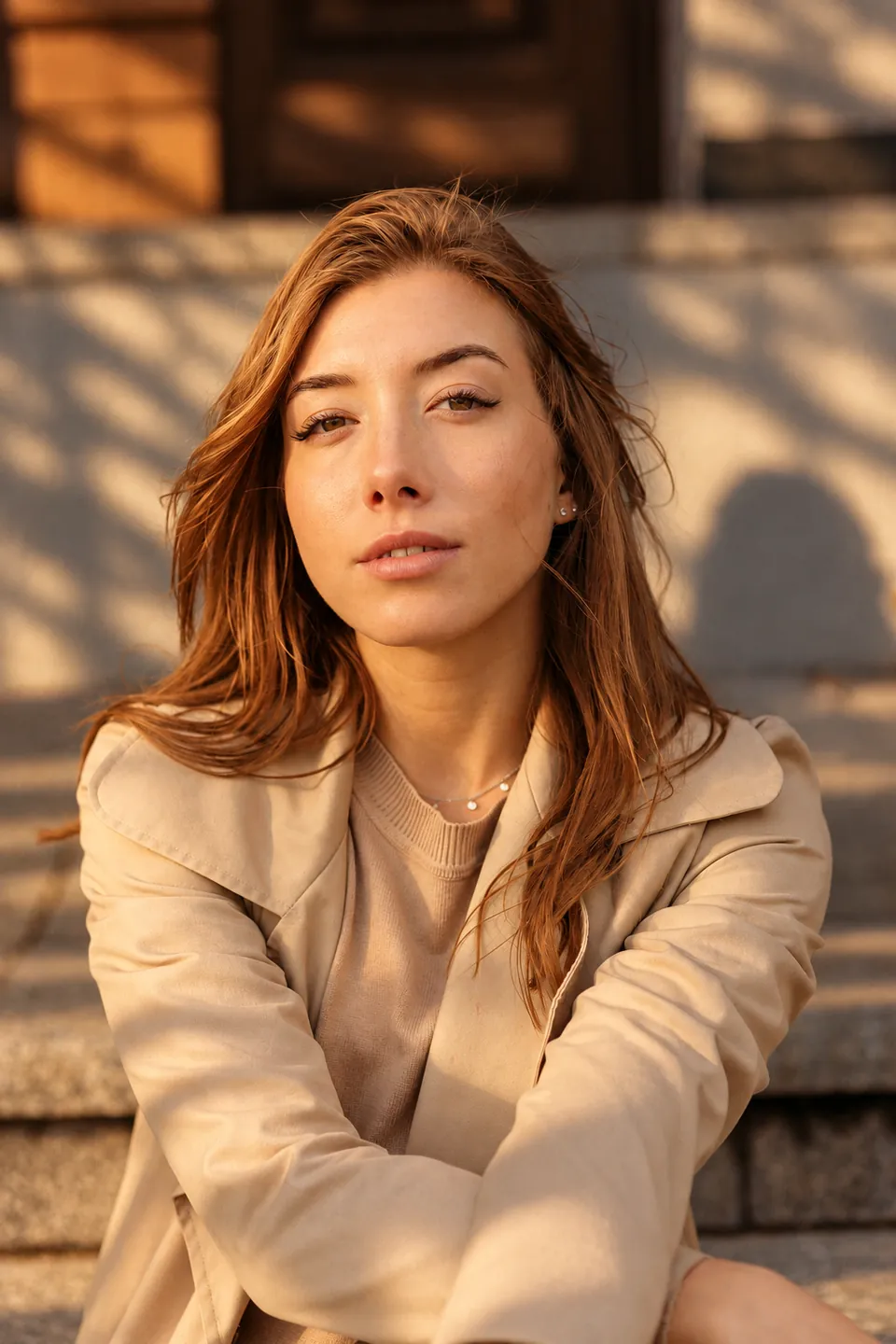 A portrait of a woman in the city, Golden Hour